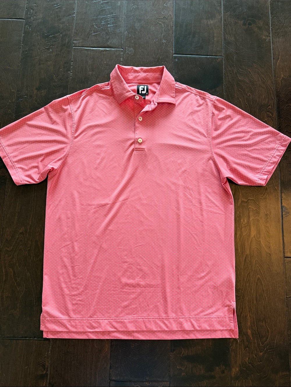 FootJoy Pink Dot-Pattern Performance Golf Polo Shirt. Men’s Medium.